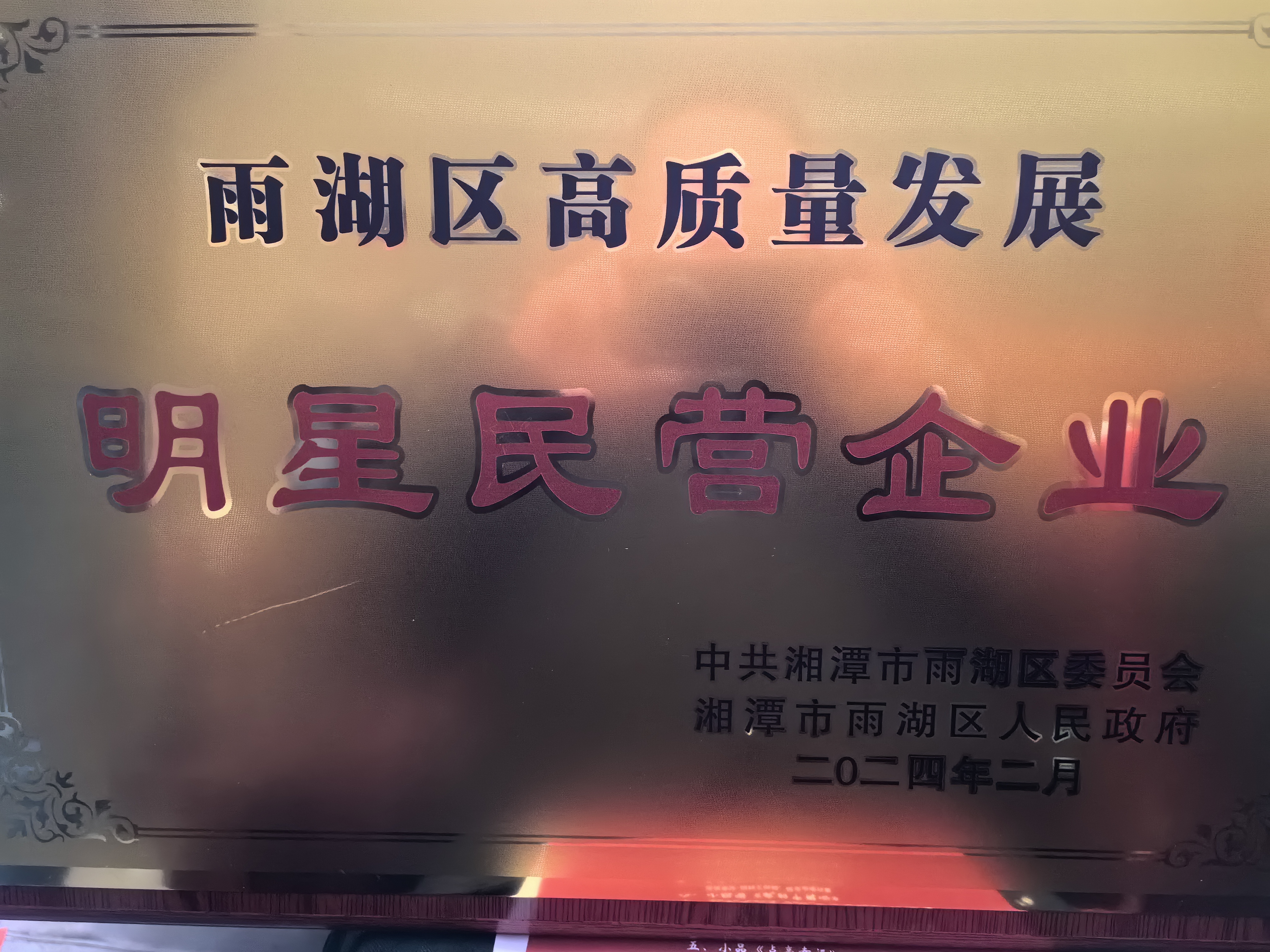 星空体育入口_星空(中国)体育网
荣获“雨湖区高质量发展明星民营企业”称号
